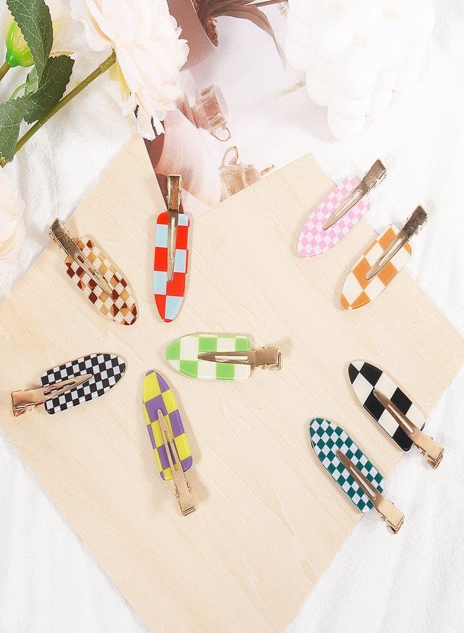 KesaPlan 18PCS No Bend Hair Clips, Checkerboard No Crease Curl Pins, Acrylic Resin Flat Styling, Colorful Bang Seamless Duckbill Barrette for Makeup Hairstyle Accessories for Women Girls - Image 4